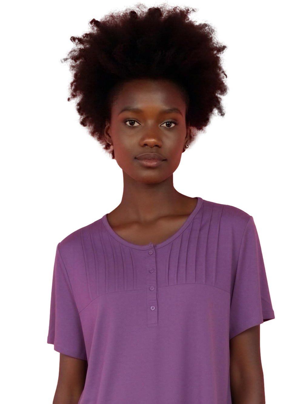 Easy Essentials Purple Pleated Short Sleeve Blouse NWT